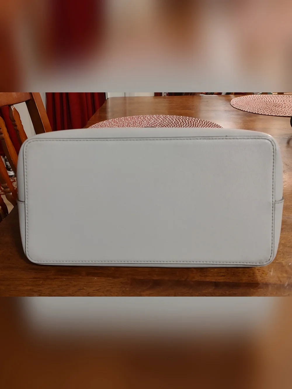 kate spade Light Gray Leather Tote with Turquoise Interior
